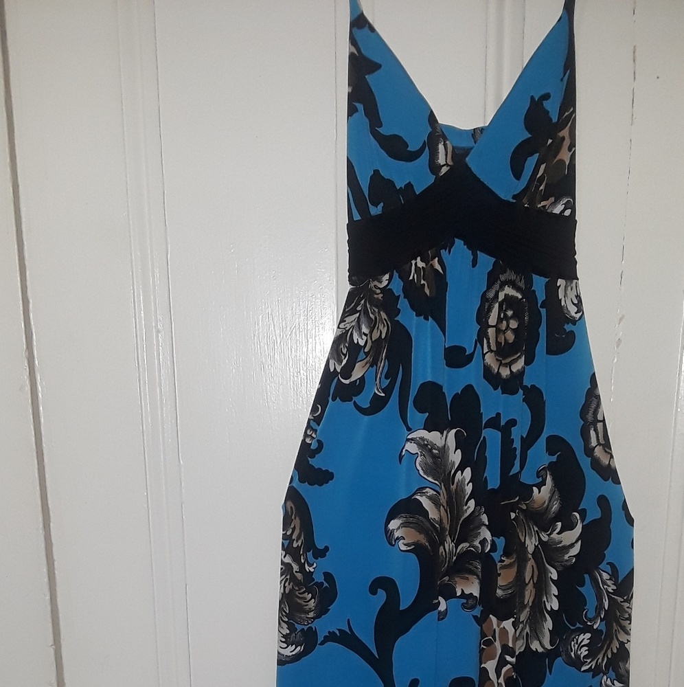 Blue and black floral Maxi Dress